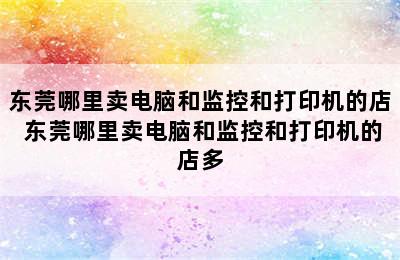 东莞哪里卖电脑和监控和打印机的店 东莞哪里卖电脑和监控和打印机的店多